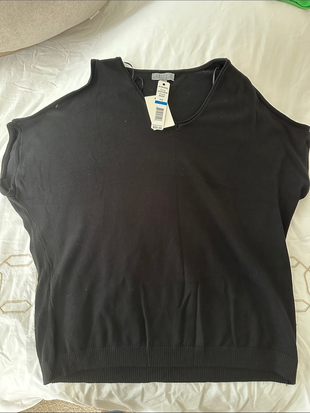 NWT Joseph A Black Cold-Shoulder knit top, xl